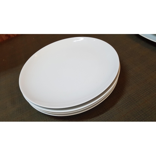 450 - White Classic Porcelain Tableware, 3x Large Round Serving Plates, (Ø: 32cm Each), 4x Round Diner Pla... 