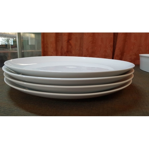 450 - White Classic Porcelain Tableware, 3x Large Round Serving Plates, (Ø: 32cm Each), 4x Round Diner Pla... 