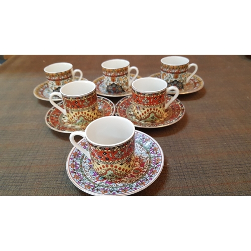 451 - Coffee Sets, Multi Color 6x Cups+6x Saucers and Green/White 4x Cups and 4X Saucers.  (20)