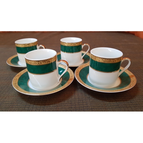 451 - Coffee Sets, Multi Color 6x Cups+6x Saucers and Green/White 4x Cups and 4X Saucers.  (20)