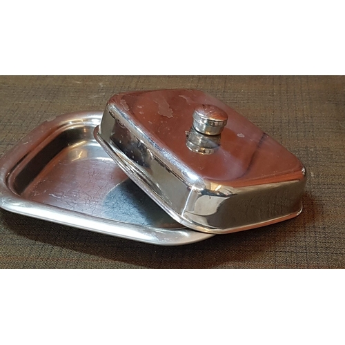 453 - Retro Stainless Steel Milk Jug, Sugar Bowl and Butter Holder.   (3)