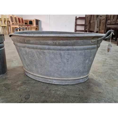 101 - Vintage Galvanised Bathtub / Planter, with Twin Handles, (Approx. 72 x 57 x 31cm Plus Handles), Toge... 