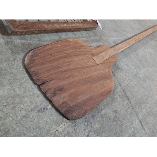 103 - Vintage Wooden Bread Paddle / Dough Shovel, (Approx. L: 3.3m), Together with Metal Grid Other, (2)