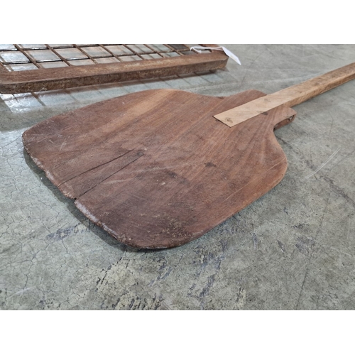 103 - Vintage Wooden Bread Paddle / Dough Shovel, (Approx. L: 3.3m), Together with Metal Grid Other, (2)