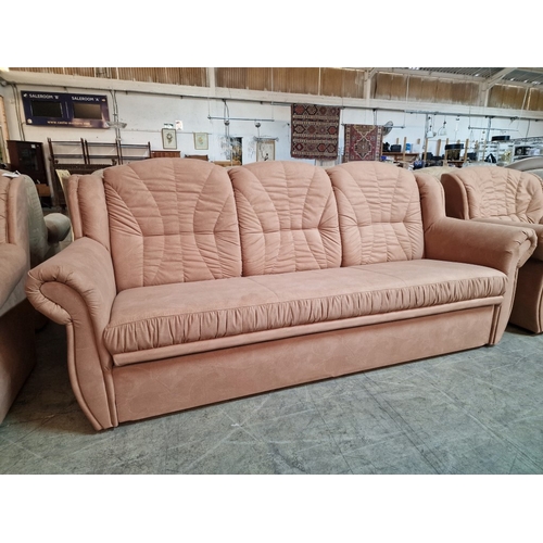 4 - Light Pink Colour Fabric 3-Seat Sofa Bed with Pair of Matching Armchairs, (3)

* Unused * - Furnitur... 