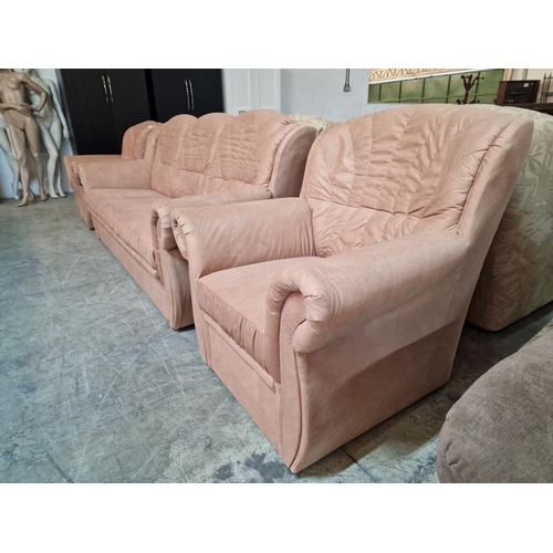 4 - Light Pink Colour Fabric 3-Seat Sofa Bed with Pair of Matching Armchairs, (3)

* Unused * - Furnitur... 