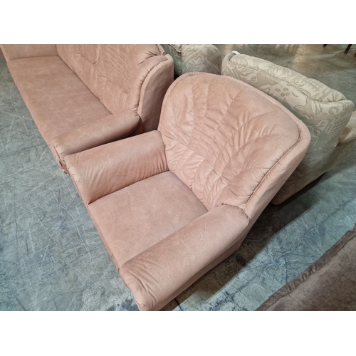 4 - Light Pink Colour Fabric 3-Seat Sofa Bed with Pair of Matching Armchairs, (3)

* Unused * - Furnitur... 