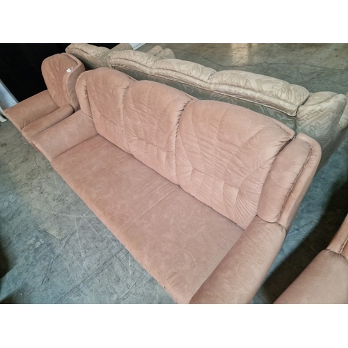 4 - Light Pink Colour Fabric 3-Seat Sofa Bed with Pair of Matching Armchairs, (3)

* Unused * - Furnitur... 