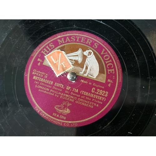 41 - Vintage Portable Gramophone / Turntable with HMV 'Nutcracker Suite' Records, (Nb. No winding handle ... 