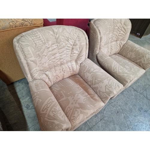 54 - Pair of Cream Colour Patterned Fabric Armchairs, (2)

* Unused * - Furniture Stock Clearance *