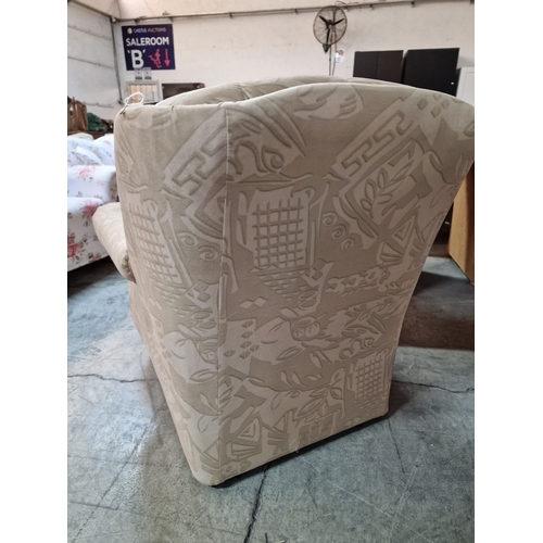 54 - Pair of Cream Colour Patterned Fabric Armchairs, (2)

* Unused * - Furniture Stock Clearance *