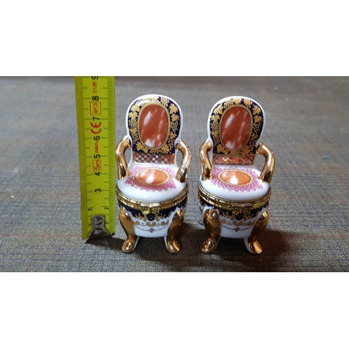 203 - Mini 'Tron Porcelain Trinket Boxes, Approx. H:8cm Each.  (2)