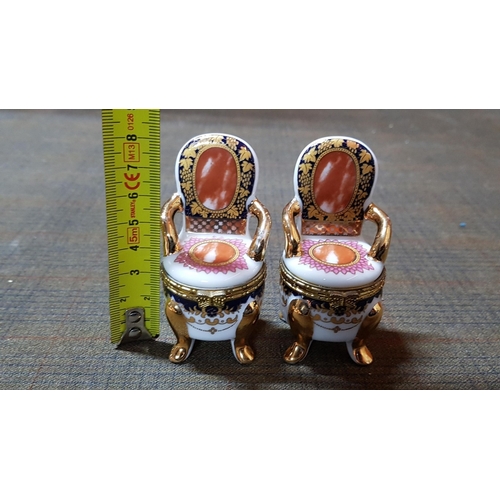 203 - Mini 'Tron Porcelain Trinket Boxes, Approx. H:8cm Each.  (2)