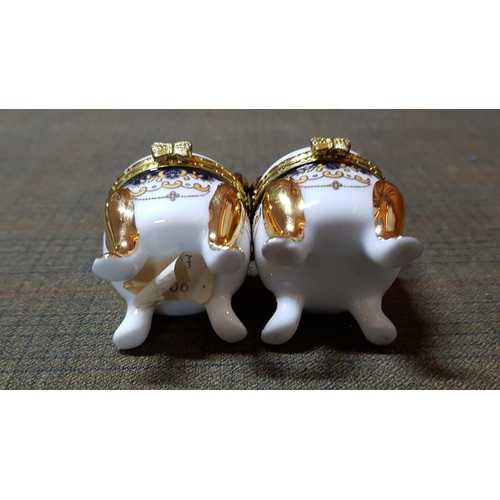 203 - Mini 'Tron Porcelain Trinket Boxes, Approx. H:8cm Each.  (2)