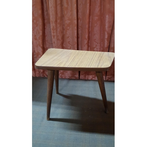 243 - Mid-Century Formica Top Side/Plant Tripod Table/Stool, Approx. 31cm x 36cm x 25.5cm.