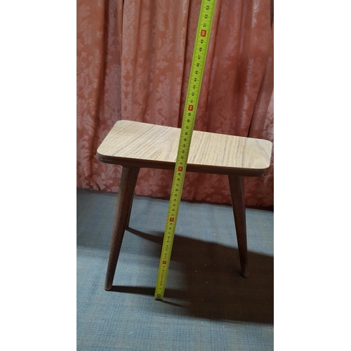 243 - Mid-Century Formica Top Side/Plant Tripod Table/Stool, Approx. 31cm x 36cm x 25.5cm.