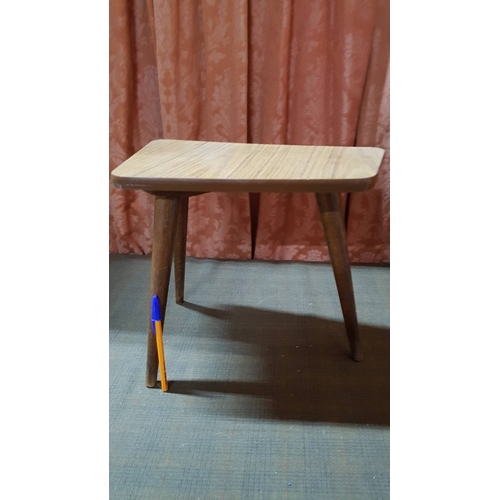 243 - Mid-Century Formica Top Side/Plant Tripod Table/Stool, Approx. 31cm x 36cm x 25.5cm.