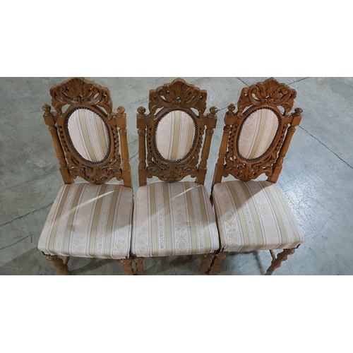 246 - Antique Carved French Renaissance Revival Style Chairs, Carved, Highly Decorative Chair  Backrest, C... 