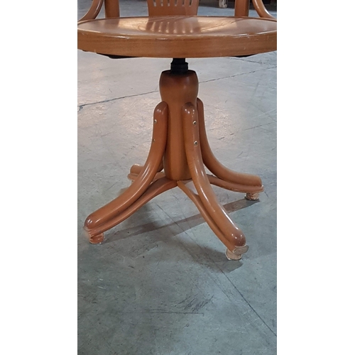 247 - Wood Captains Chair- Mounted on a Swiveling Base.