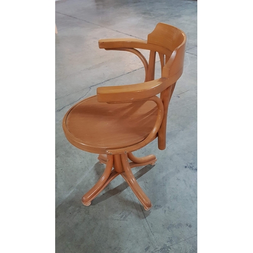 247 - Wood Captains Chair- Mounted on a Swiveling Base.