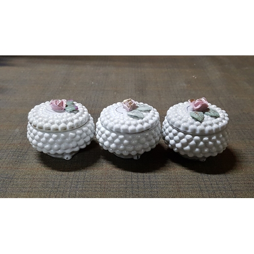 383 - Retro Souvenirs Collection, Ceramic Round Trinket Box with Rose on the Lid (Ø: 6.5cm  H