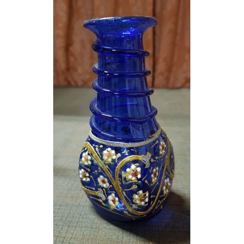 384 - Cobalt Blue, Blown Glass, 2x Glass Carafe Beykoz Carafe/Rosewater Sprinklers (H: 26cm Each) and Matc... 