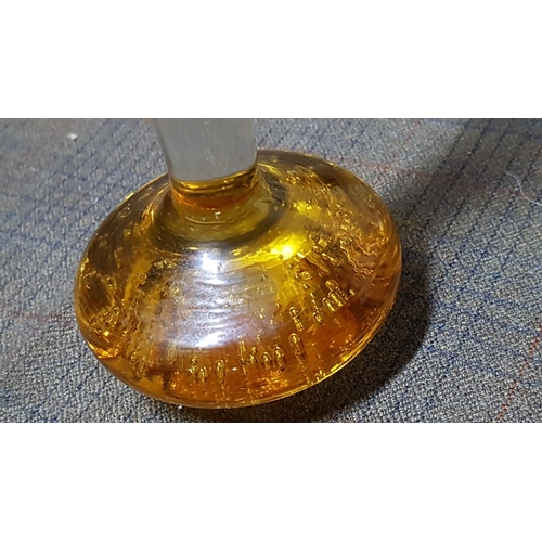 435 - Mid Century Glass Amber Tone and Clear Controlled Bubble Bud Vase, H: 21cm.