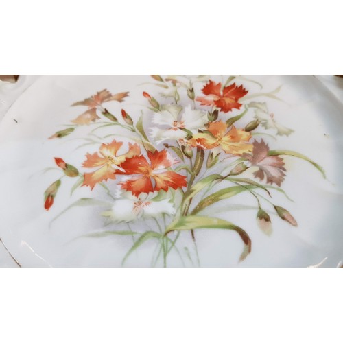 411 - Vintage Hand Painted Plate with Bouquet of Flowers in the Center and Pierced Rim/Lace Style, Approx.... 