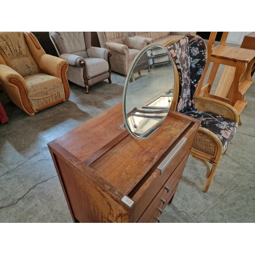 290 - Vintage / Mid-Century Chest of Drawers with Fitted Mirror Over, 4-Drawers Below Drop Down Front with... 