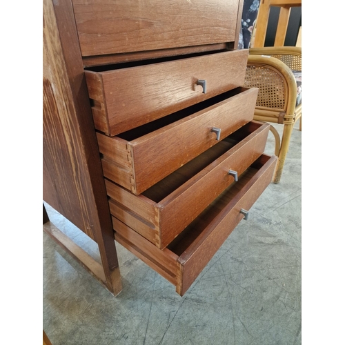 290 - Vintage / Mid-Century Chest of Drawers with Fitted Mirror Over, 4-Drawers Below Drop Down Front with... 