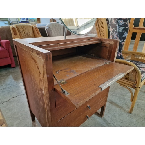 290 - Vintage / Mid-Century Chest of Drawers with Fitted Mirror Over, 4-Drawers Below Drop Down Front with... 