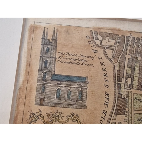 322 - Framed Antique Copper Line Engraving of 'Broad Street and Cornhill Wards', Part of the 'New History ... 