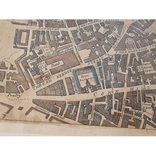 322 - Framed Antique Copper Line Engraving of 'Broad Street and Cornhill Wards', Part of the 'New History ... 