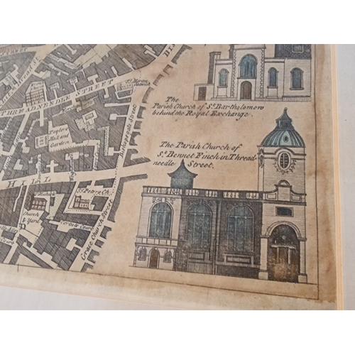 322 - Framed Antique Copper Line Engraving of 'Broad Street and Cornhill Wards', Part of the 'New History ... 