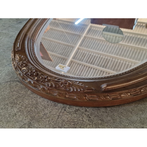 56 - Large Oval Shape Wall Mirror with Carved Wood Surround, (Approx. 118 x 69cm Overall)