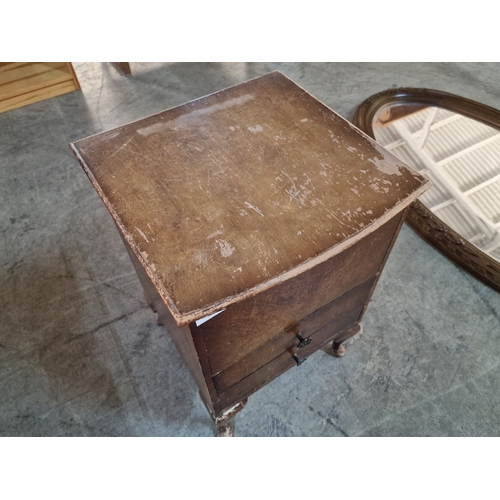 57 - Vintage Sewing Box with Hinged Top and Fabric Lined Interior, 2-Drawers and Cabriole Legs, Complete ... 