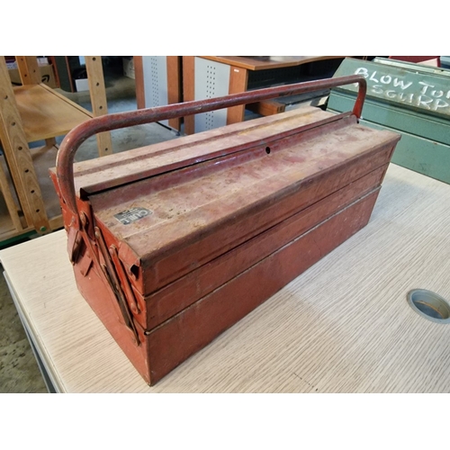 85 - Red Metal Cantilever Tool Box with Collection of Assorted Spanners, Together with 'Mr Ratchet' Socke... 