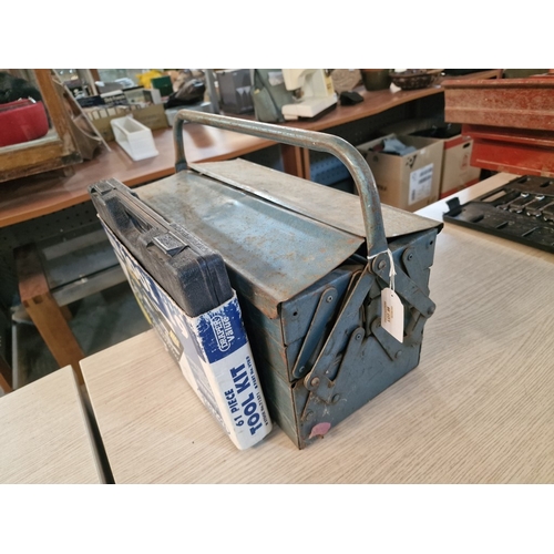 88 - Blue Metal Cantilever Tool Box with Large Qty of Assorted Pliers, Grips, etc, Together with 'Draper'... 