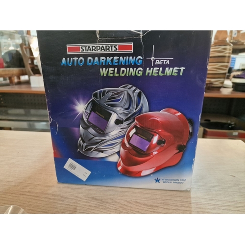 90 - 'Starparts' Auto Darkening Welding Helmet, Red Colour, with Original Box, * Looks Unused *