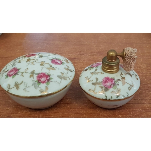 216 - Collection of Mini Assorted Porcelain Ornaments (Trinket Boxes, Perfume Bottle and Others).  (8)