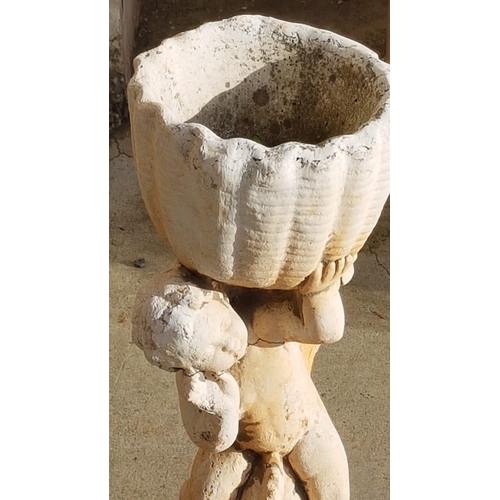 239 - Small Garden Cherub Statue Planter, Approx. H: 43cm, A/F.