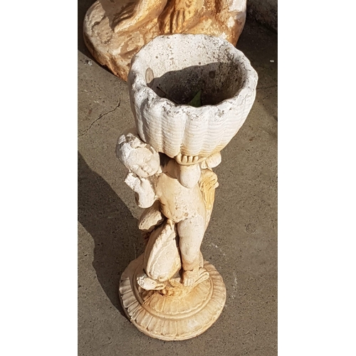 239 - Small Garden Cherub Statue Planter, Approx. H: 43cm, A/F.