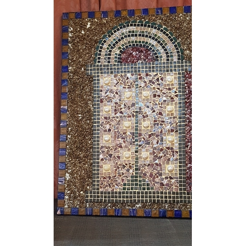 373 - Mosaic Wall Art, 'Oriental Window', Naturale Ston, Crystals and Coins, Approx. 81.5cm x 59.5cm.