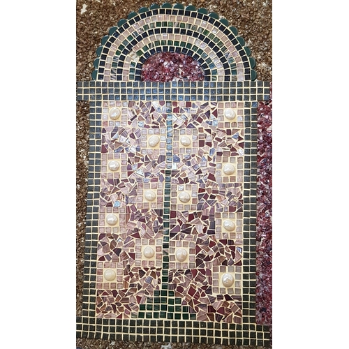 373 - Mosaic Wall Art, 'Oriental Window', Naturale Ston, Crystals and Coins, Approx. 81.5cm x 59.5cm.