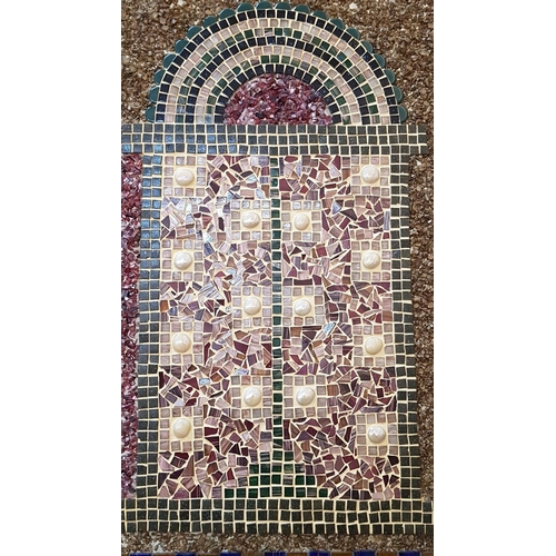 373 - Mosaic Wall Art, 'Oriental Window', Naturale Ston, Crystals and Coins, Approx. 81.5cm x 59.5cm.