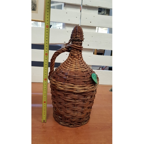 380 - 2 x Vintage Wicker Demi John Bottles (Wine/Oil/Vinegar), Approx. H: 49cm and H: 42cm.  (2)