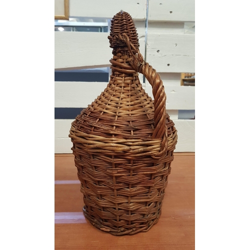 380 - 2 x Vintage Wicker Demi John Bottles (Wine/Oil/Vinegar), Approx. H: 49cm and H: 42cm.  (2)