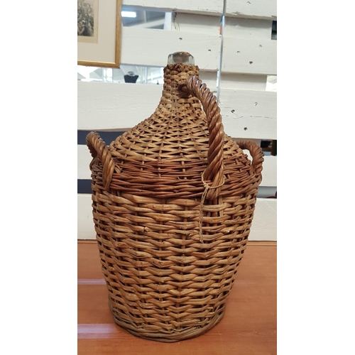 380 - 2 x Vintage Wicker Demi John Bottles (Wine/Oil/Vinegar), Approx. H: 49cm and H: 42cm.  (2)