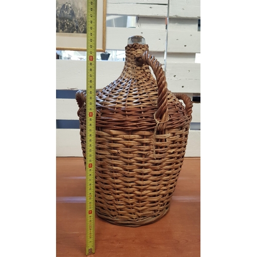 380 - 2 x Vintage Wicker Demi John Bottles (Wine/Oil/Vinegar), Approx. H: 49cm and H: 42cm.  (2)