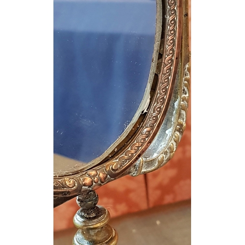 428 - Vintage Cherub Vanity Dresser Mirror (Swivel), Ornate Scalloped Base with a Cherub Holding High Orna... 